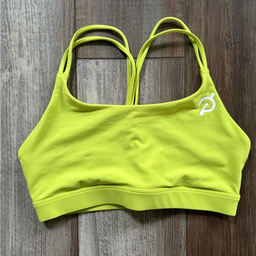 Peloton Lime Green Sports Bra with Cross Back
